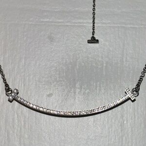 Tiffany & Co. Smile Necklace, reversible, Embedded w/ Crystals over AU925 Silver
